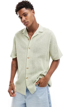 ASOS Relaxed revere texture shirt in sage
