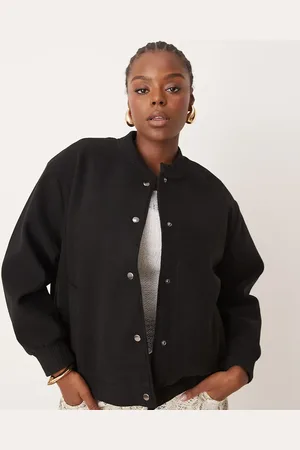 New Look New Look Curve cropped popper bomber jacket in