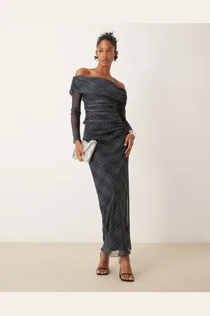 New Look Co-ord check mesh midi skirt in pattern