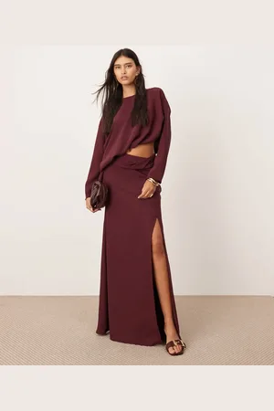 ASOS Drape cut out waist maxi dress in burgundy