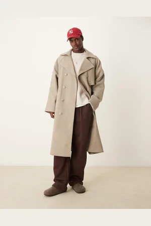 ASOS Extreme oversized wool look overcoat in mushroom