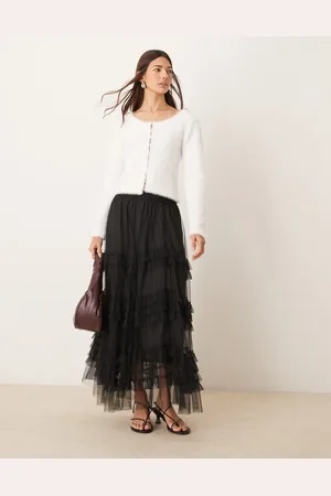 New Look Tulle tiered midi skirt in