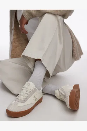 Calvin Klein Classic cupsole trainers in off with gum sole