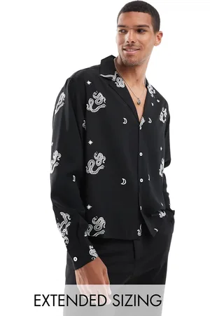 ASOS Boxy oversized deep revere shirt with snake print in