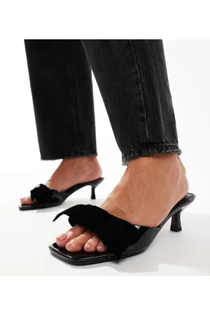 ASOS Hyphen bow detail mid heeled mules in