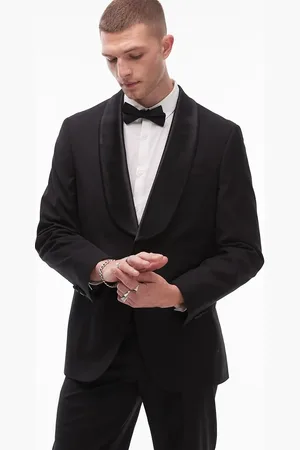 Topman Premium boxy wool mix shawl tux suit jacket in