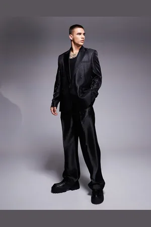 ASOS Regular double breasted suit jacket in metallic satin