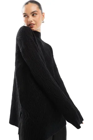 Brave Soul Roll neck diamond knit jumper in