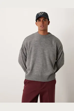 ASOS Super oversized boxy fit knitted jumper in grey marl