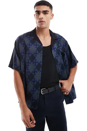 ASOS Boxy oversized revere shirt with diamond geo print in