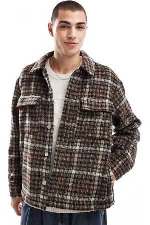 JACK & JONES Check shacket with pockets in
