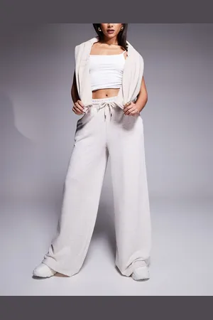 River Island Marl wide leg jogger in beige