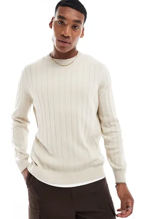 ASOS Relaxed knitted wide rib jumper in oatmeal