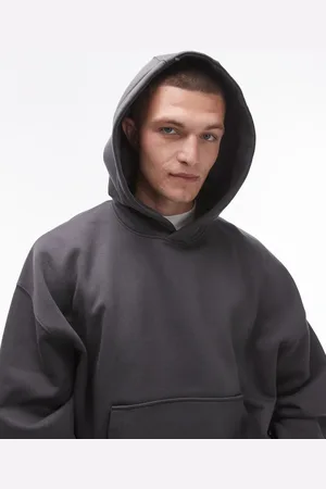 Topman Premium heavyweight oversized hoodie in charcoal