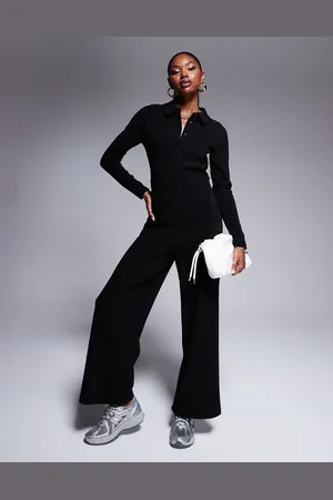 ASOS Cord long sleeve button through jumpsuit in