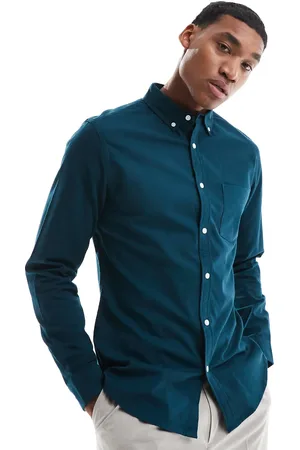 ASOS Stretch slim oxford shirt in teal