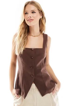ASOS Square neck waistcoat in chocolate