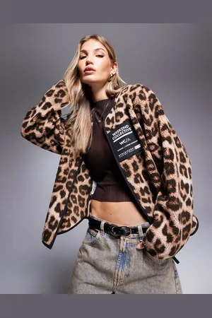 ASOS Weekend Collective leopard borg zip through
