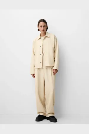 Bershka Collection textured tailored trousers co-ord in ecru