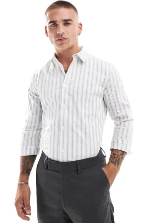 ASOS Skinny stripe shirt in white and sage