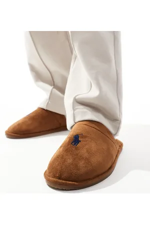 Ralph Lauren Klarence slipper with icon logo in tan