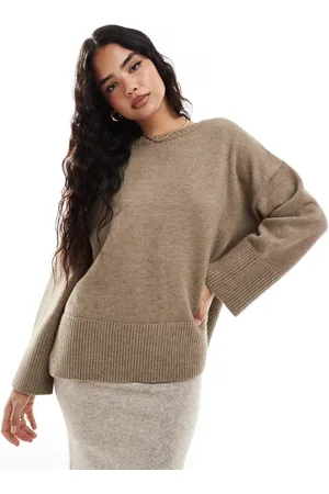 Pretty Lavish Oversized knit jumper in mushroom