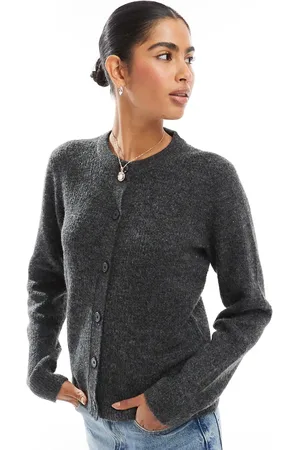 Pieces® Knitted cardigan in dark