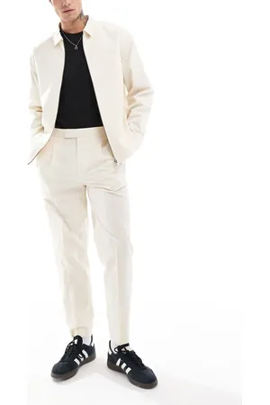 ASOS Smart co-ord tapered trousers in cream with elasticated waist