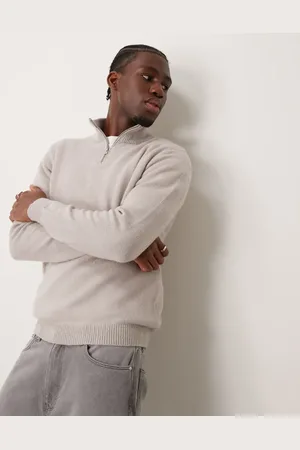 ASOS Lambswool quarter zip knitted jumper in light