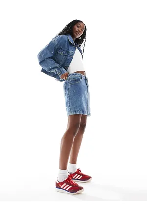 HUGO BOSS Gebisi co-ord denim mini skirt in midwash with all over logo studding
