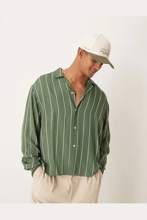 ASOS Oversized boxy revere shirt in stripe