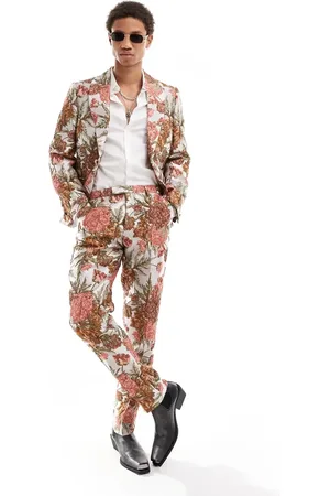 Twisted Tailor Bold floral jacquard slim trouser in