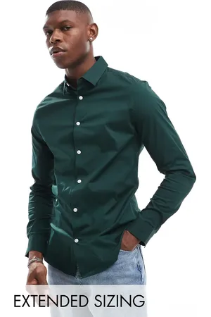 ASOS Skinny poplin shirt in dark
