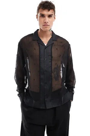 ASOS Oversized shirt with revere collar and embroidery in
