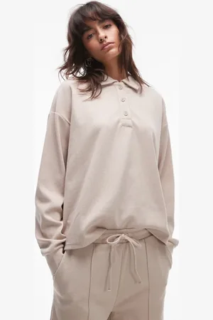 MANGO Pique sweatshirt co-ord in beige