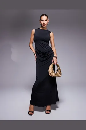 ASOS Sculpting jersey high neck slinky maxi dress with drape waist in