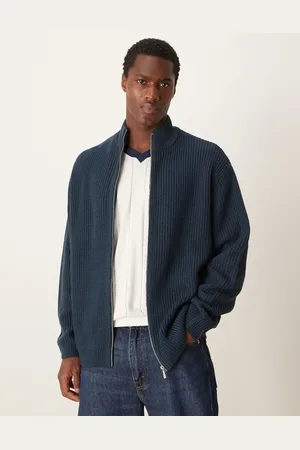 ASOS Knitted oversized fisherman rib zip through in