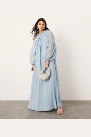 ASOS Chiffon volume sleeve maxi dress in powder blue