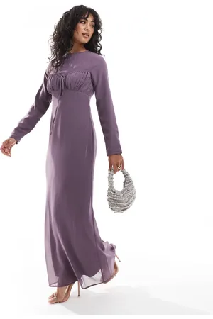 ASOS Ruched bust tie up maxi dress in mauve
