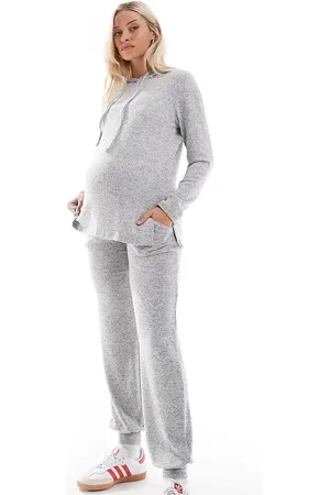 Mama;licious Mamalicious Maternity cuffed jersey jogger co-ord in light melange
