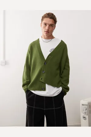COLLUSION V-neck knitted cardigan in olive