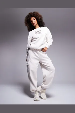 EA7 Co-ord cargo joggers in cream