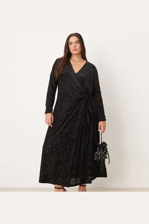 Never Fully Dressed Burnout velvet wrap midaxi dress in