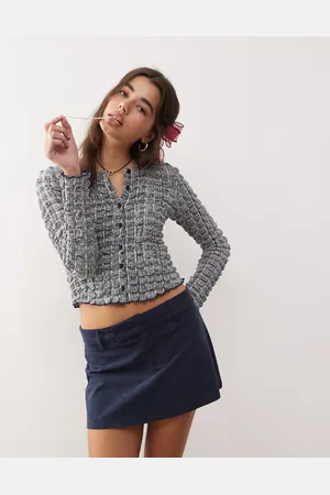Motel Nadya baby cord mini skirt in ink blue
