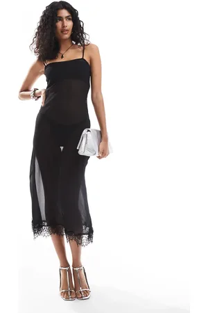 ASOS Sheer lace trim chiffon maxi dress in