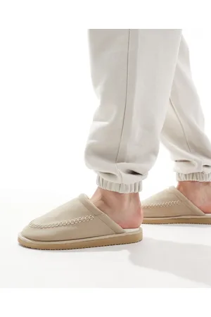 ASOS Slippers in stone faux suede with chunky sole