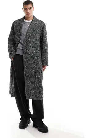 ASOS Oversized wool look overcoat in salt and pepper
