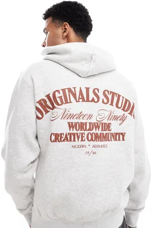JACK & JONES Oversized back print hoodie in light