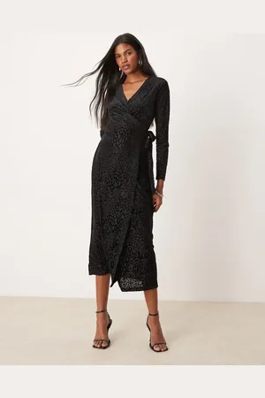Never Fully Dressed Burnout velvet wrap midaxi dress in
