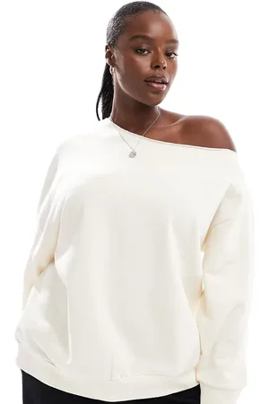 ASOS ASOS DESIGN Curve off shoulder oversized sweatshirt in ecru